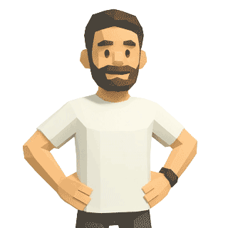 An animated illustration of Dobrian Dobrev waving and smiling