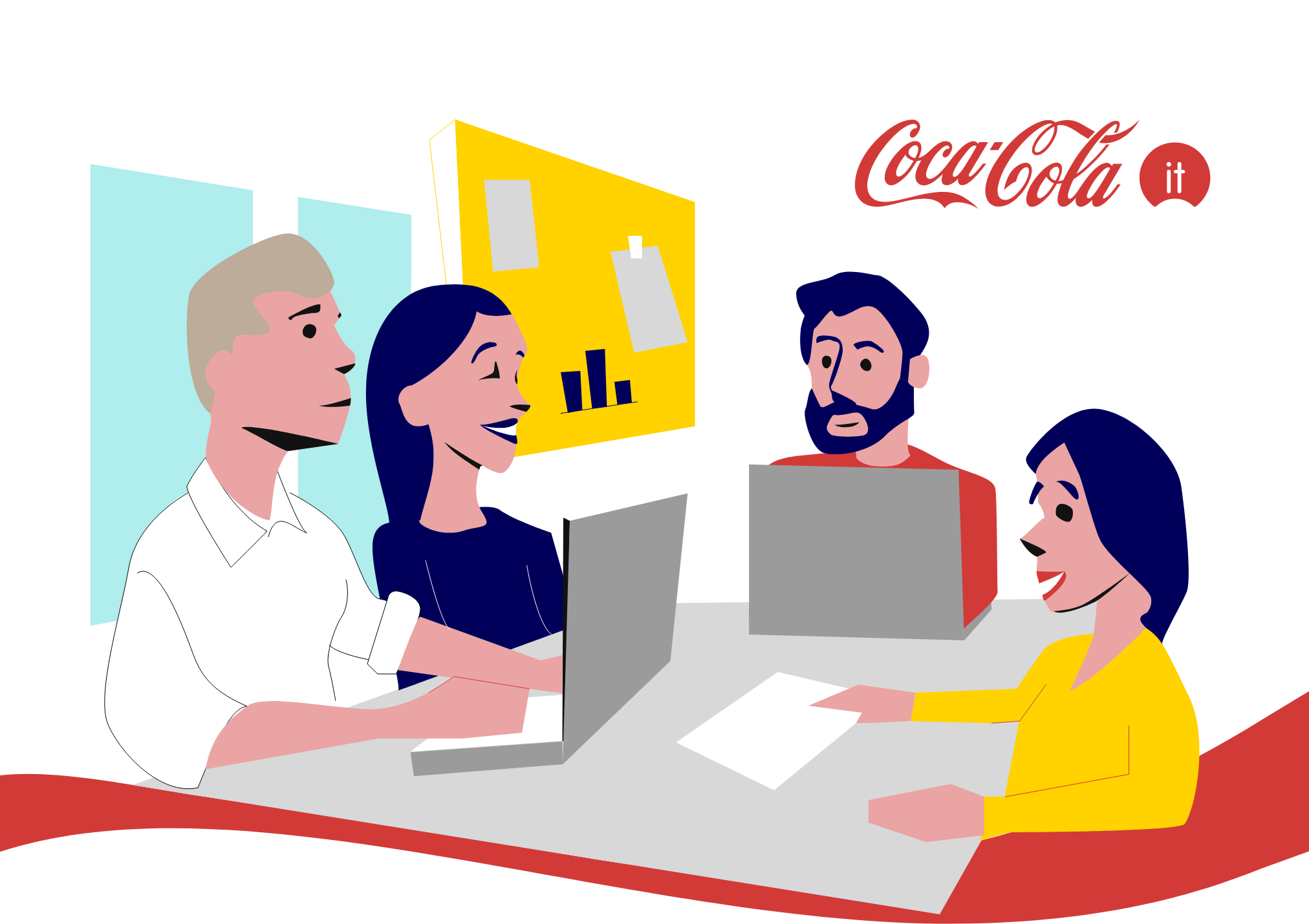 An illustration of the team Dobrian led at Coca-Cola