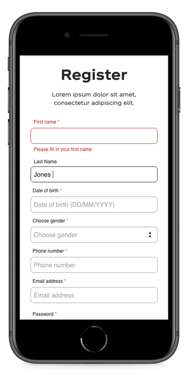 Coca-Cola Consumer Data Services - Example Form on Mobile